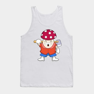 Mushroom as Farmer with Axe Tank Top